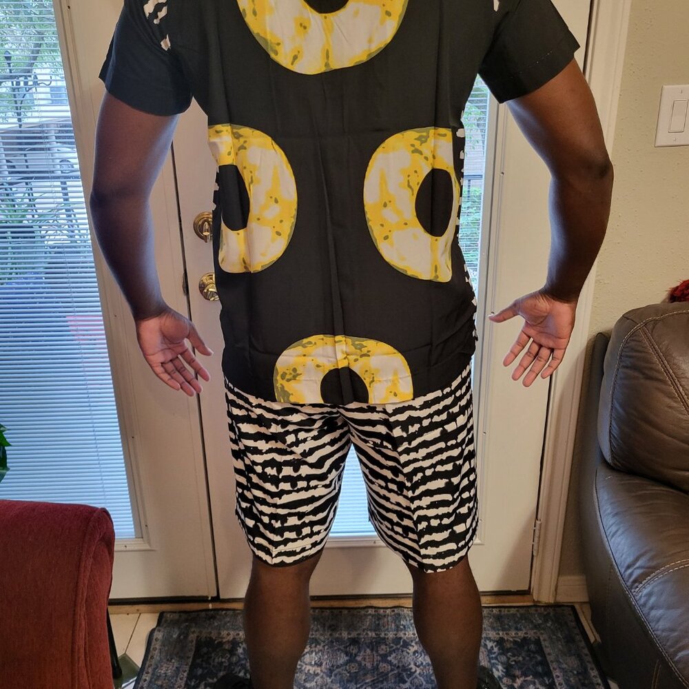 Unisex vintage wear-Blk & white casual pool/ beach lounge 2 set- with pockets - Picture 14 of 15